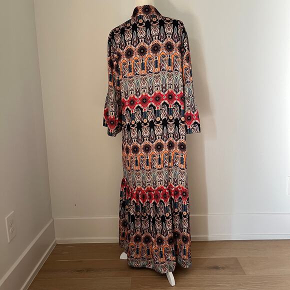 Alice + Olivia Dottie Reversible Now & Forever Tangerine Midi Kimono Jacket M/L - Picture 10 of 12